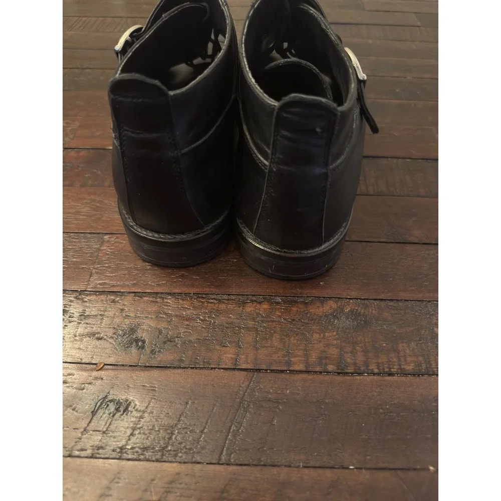 Belvedere Florence Black Leather Cap Toe Monk Strap Chukka Boots Lug Sole 11.5